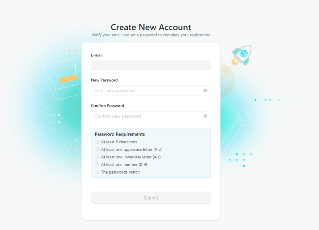 3. How to Sign Up for a DDKT Account 3 DDKT password setup page during registration showing password strength requirements
