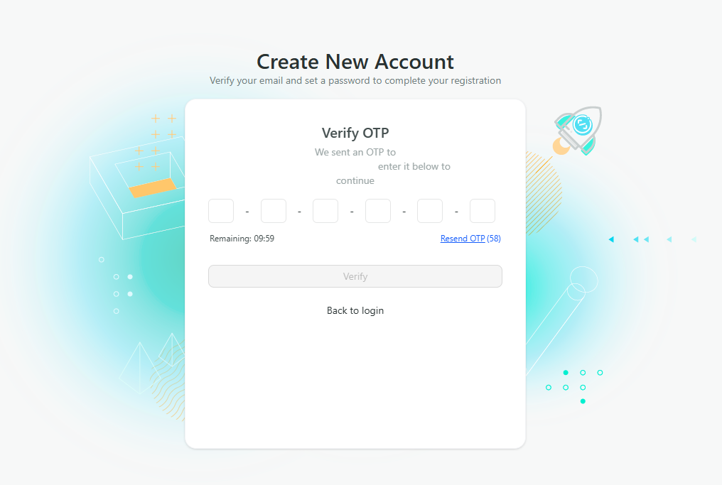 3. How to Sign Up for a DDKT Account 2 DDKT email verification page showing OTP input field and resend button with 60-second cooldown